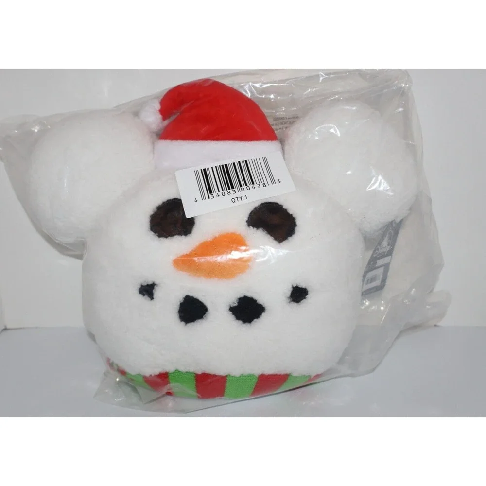 DISNEY 2024 Mickey Mouse Snowman Santa Christmas Plush Stuffed Throw Pillow New